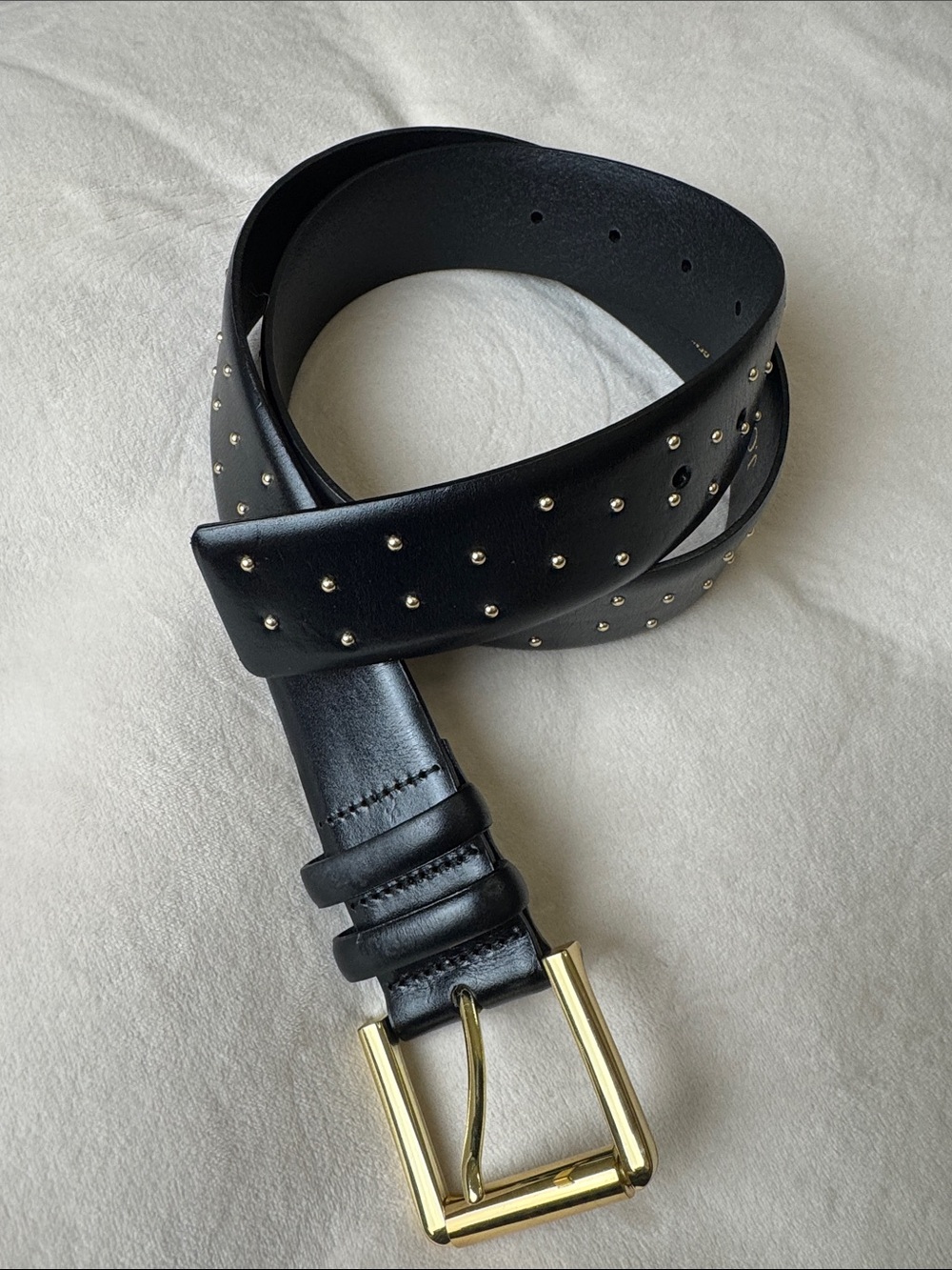 NWT J.Crew Women's Wide belt in studded Italian leather Sz S black